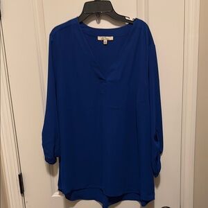 Blue 3/4 Sleeve Relaxed Blouse